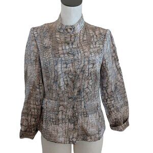 Chicos‎ Jacket Layla Gold Silky Reptile Print Blazer Womens size Small
